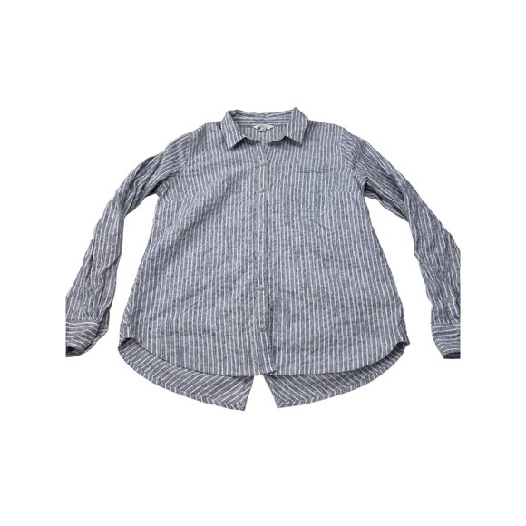 Lucky Brand Blue/White Striped Button-Down Shirt Womens M Cotton Blend Casual - Picture 7 of 11